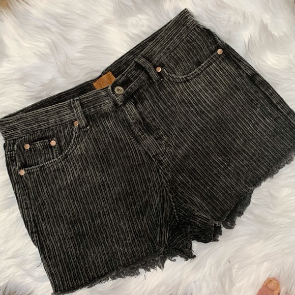 POL Black Distressed Frayed Hem Corduroy Shorts - Picture 2 of 12